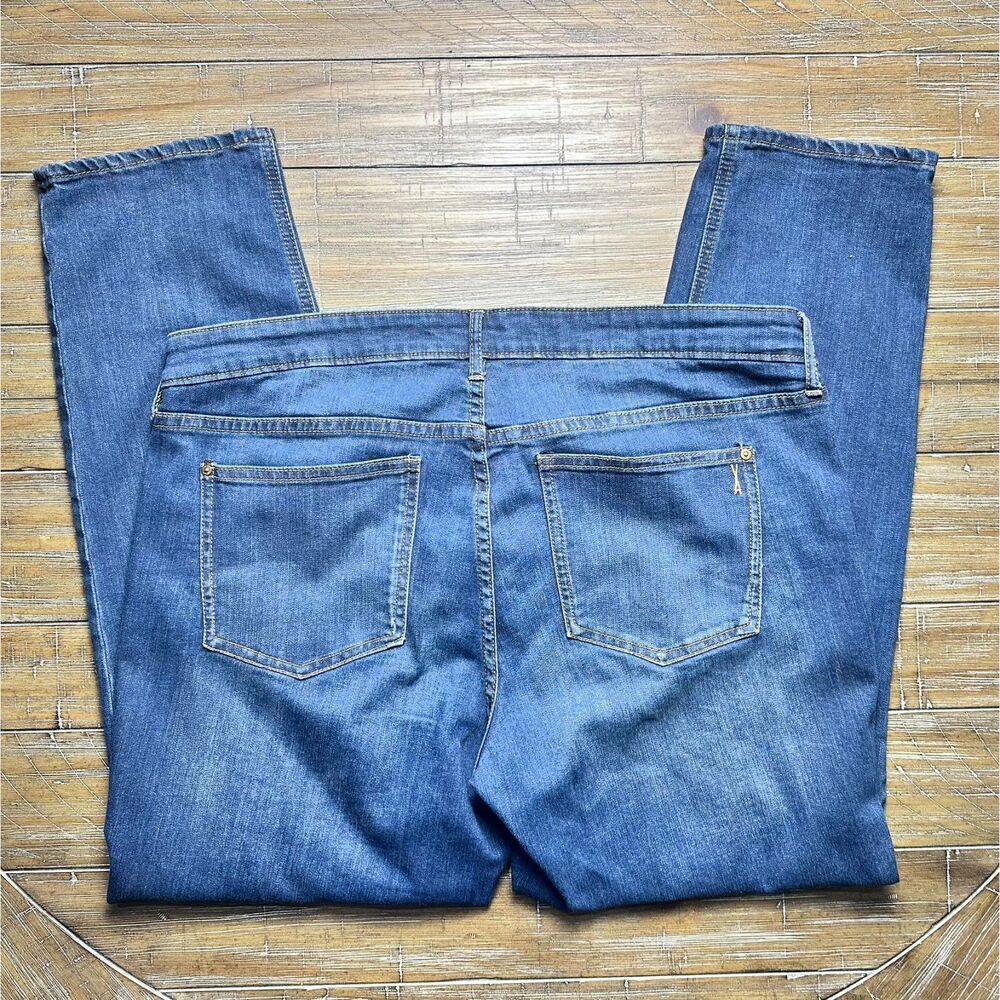 Vintage America Weekend Crop Jeans Women's 14 Blue Stretch Denim Straight - Picture 2 of 5